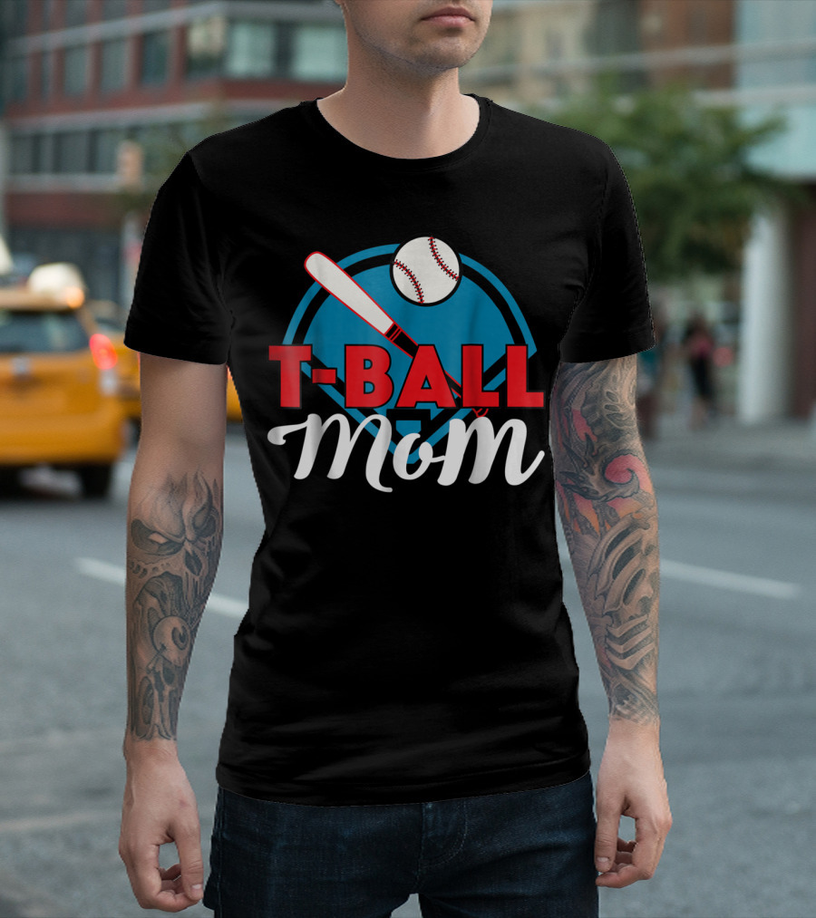 T-Ball Mom Baseball Bat and Home Plate T-Shirt