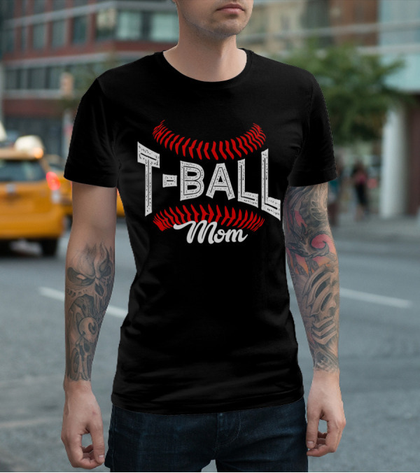 T-Ball Mom Baseball Stitching T-Shirt