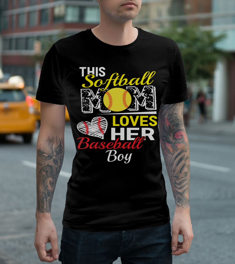 This Softball Mom Loves Her Baseball Boy T-Shirt
