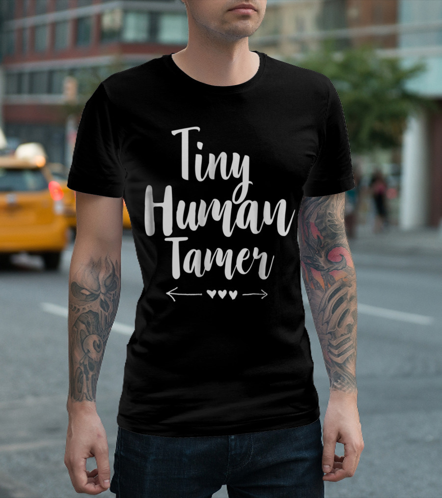 Tiny Human Tamer Cute Teacher with Hearts and Arrows T-Shirt