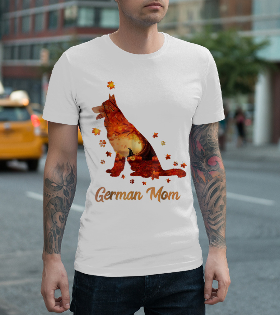 German Shepherd Mom Autumn Scene T-Shirt