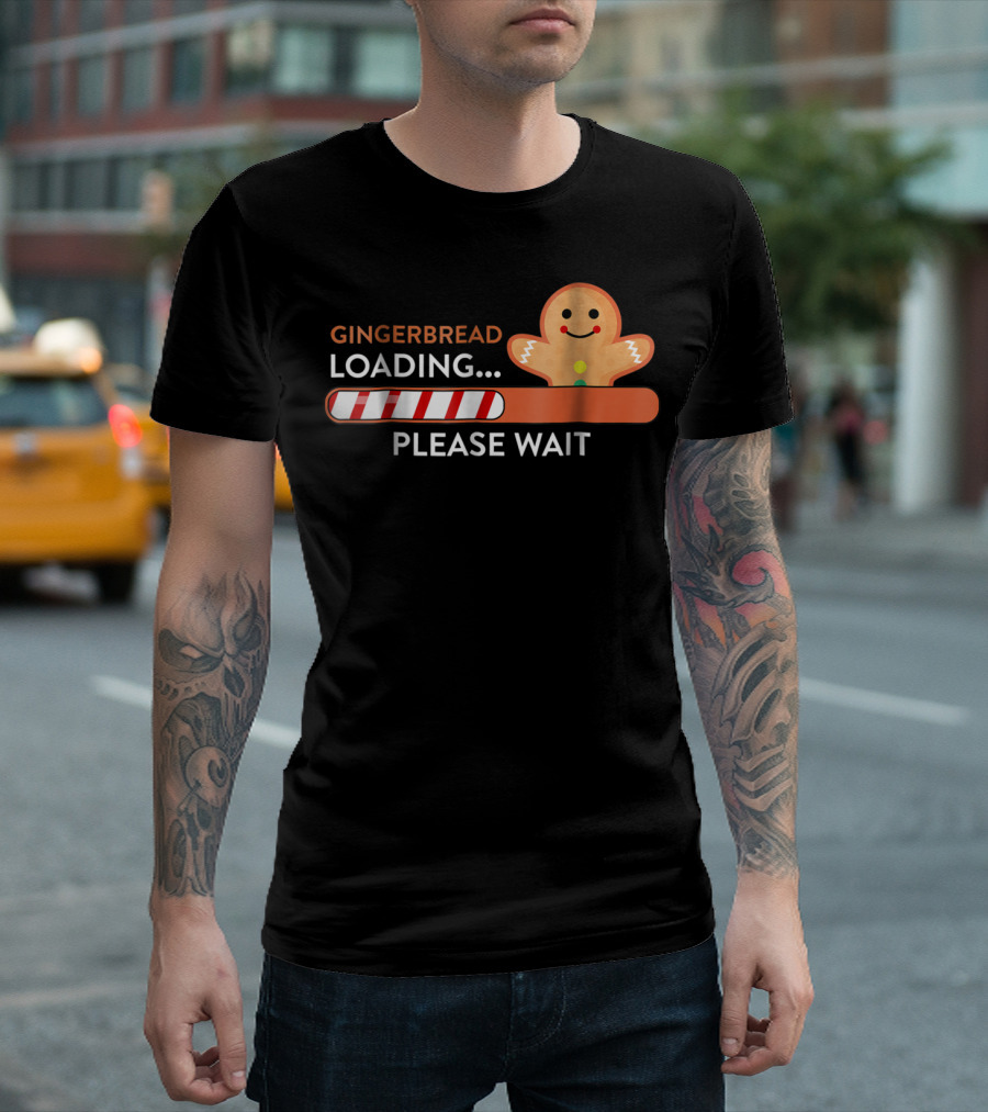 Gingerbread Loading Please Wait Funny Pregnant Expecting Announcement T-Shirt