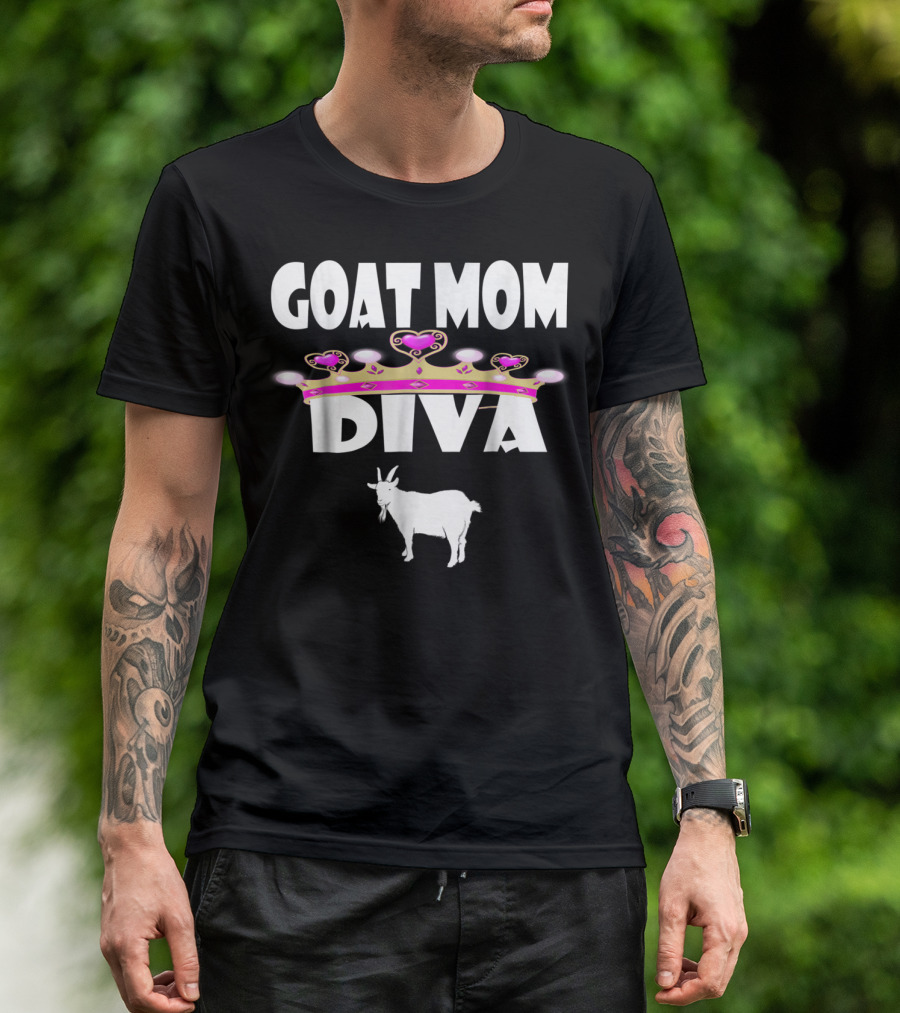 GOAT MOM DIVA Pink Crown Pet Goat Lover T-Shirt