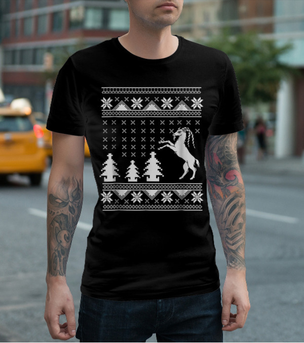 Goat Ugly Christmas Sweater Pattern For Goat Mom Lovers T-Shirt
