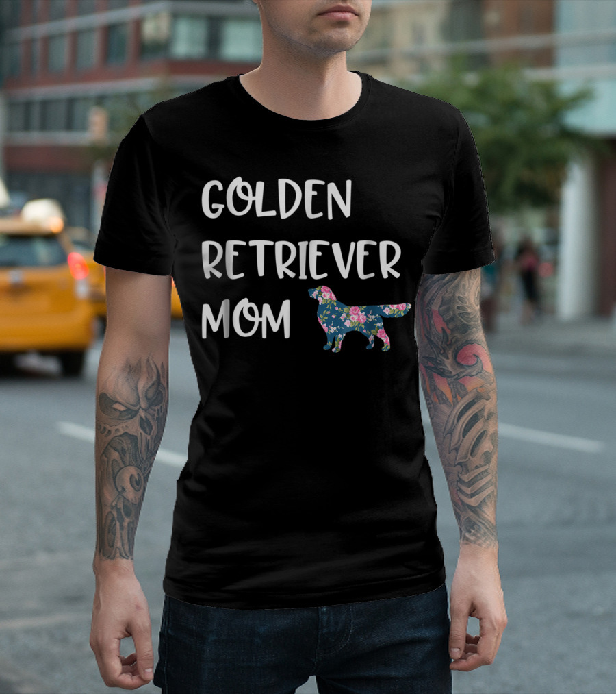 Golden Retriever Mom Floral Dog T-Shirt