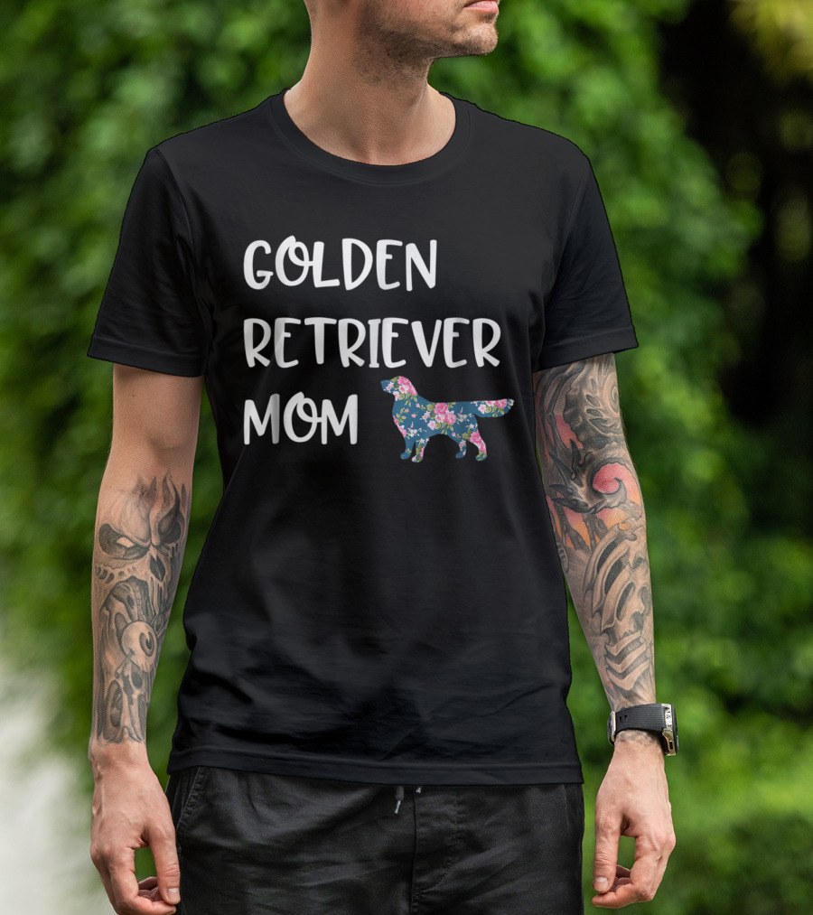 Golden Retriever Mom Floral Dog T-Shirt