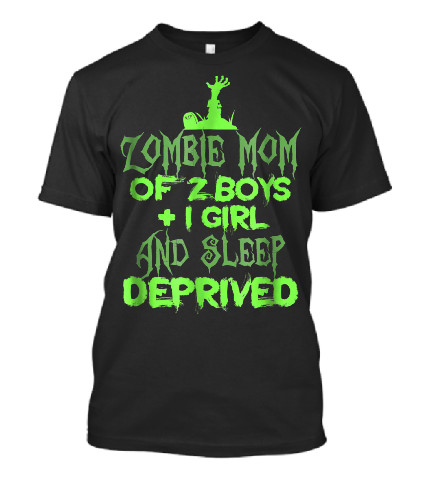 Zombie Mom Of 2 Boys 1 Girl And Sleep Deprived Halloween T-Shirt