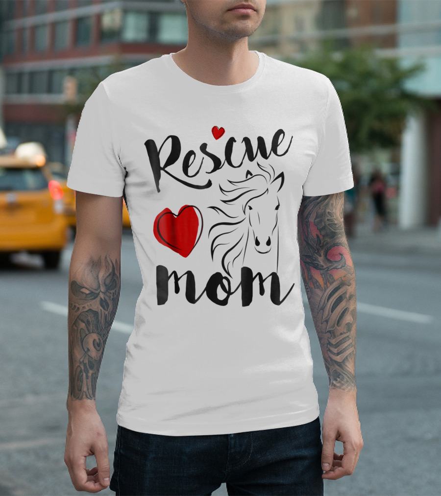 Rescue Mom Heart Horse T-Shirt