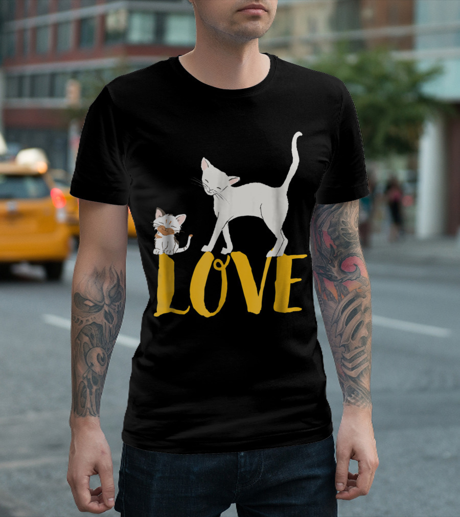 I Love Cats Vintage Love Cat Mom And Dad Cat Person 13 T-Shirt