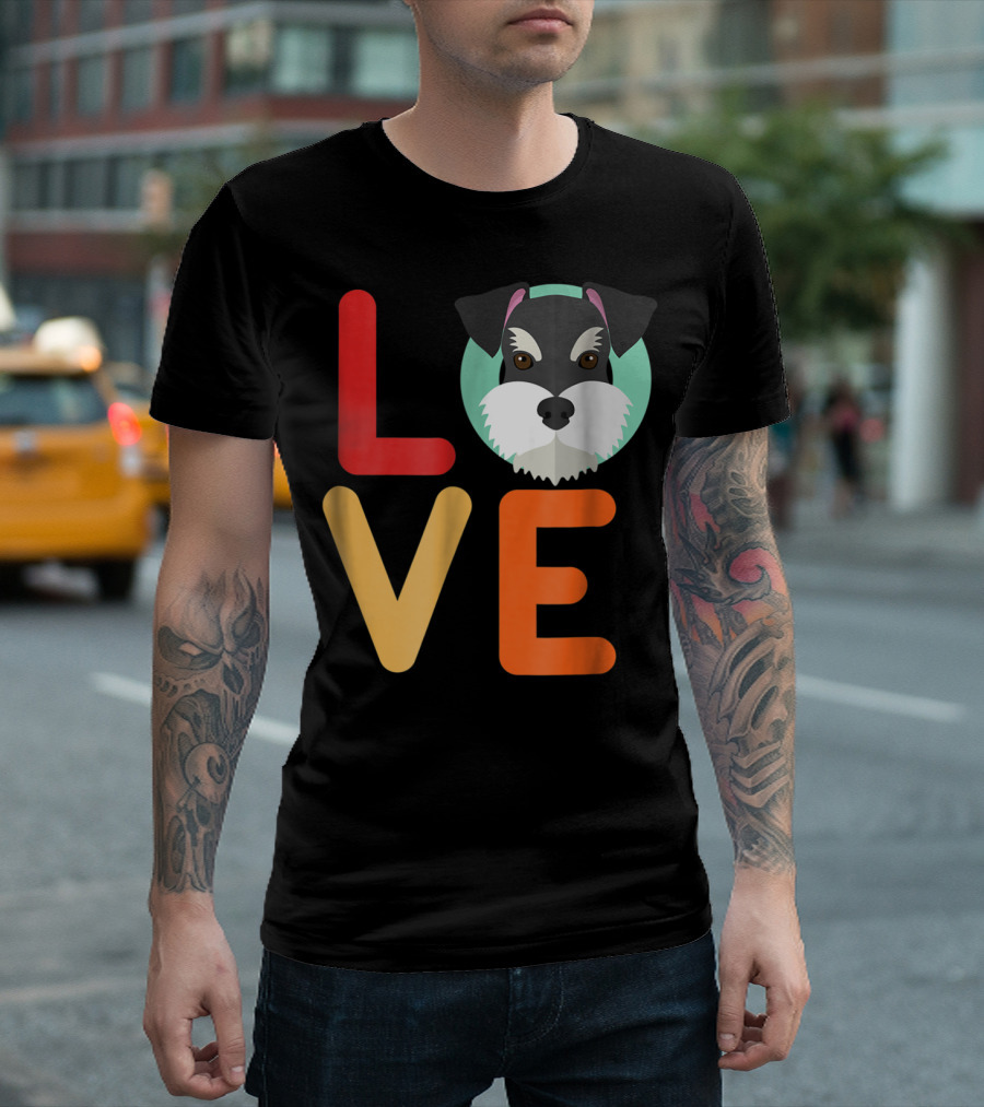 Love Miniature Schnauzer Dog And Puppy For Dog T-Shirt