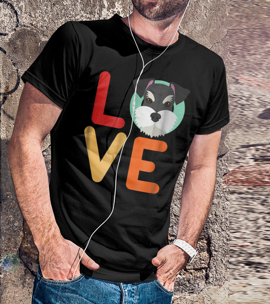 Love Miniature Schnauzer Dog And Puppy For Dog T-Shirt
