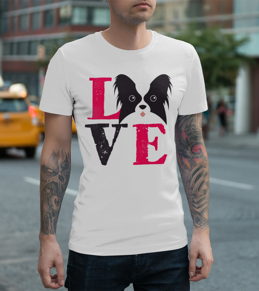 I Love Papillion Puppy Mom and Dad Love Papillon Dog T-Shirt