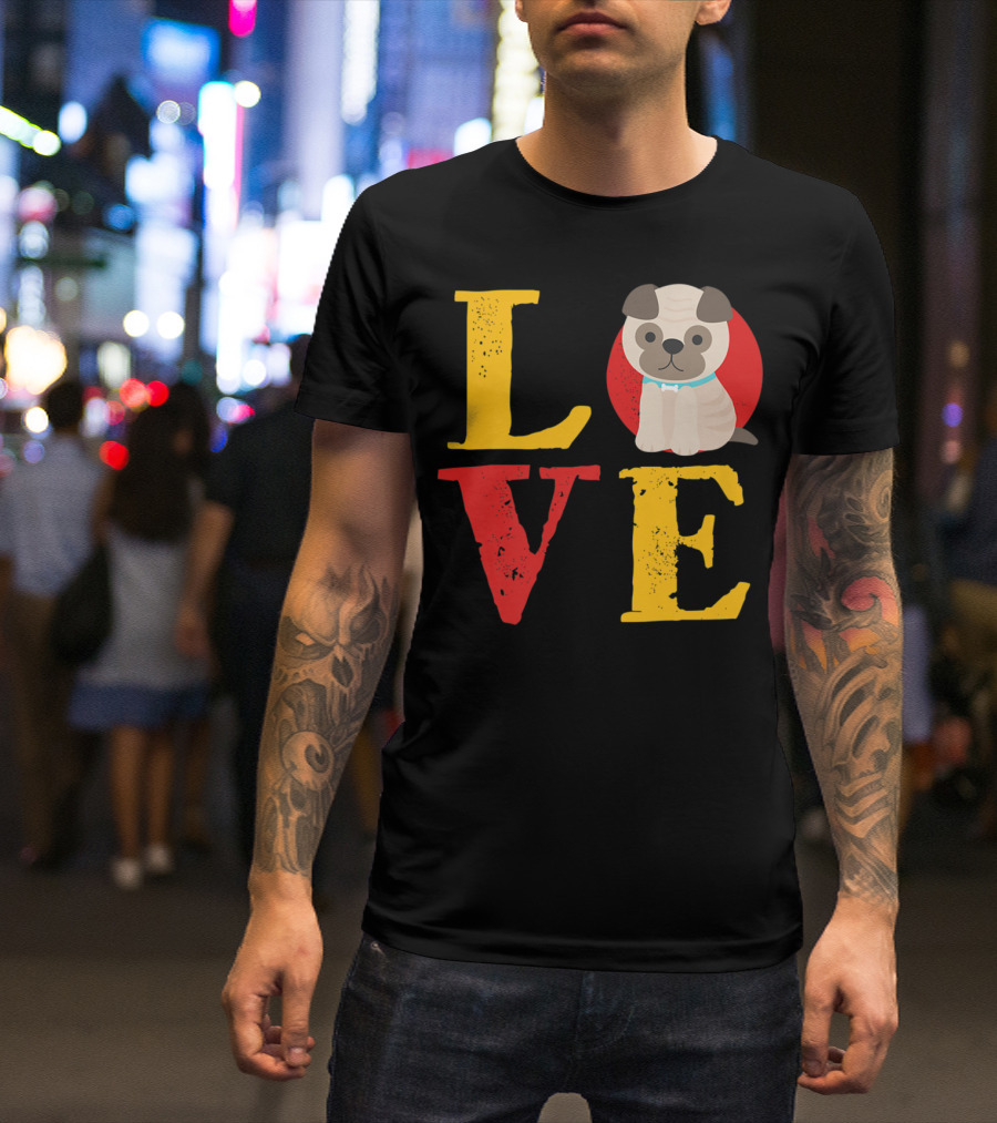 Love Pug Dog Animal Lover Puppies Mom And Dad19 T-Shirt