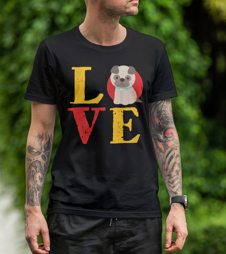 Love Pug Dog Animal Lover Puppies Mom And Dad19 T-Shirt