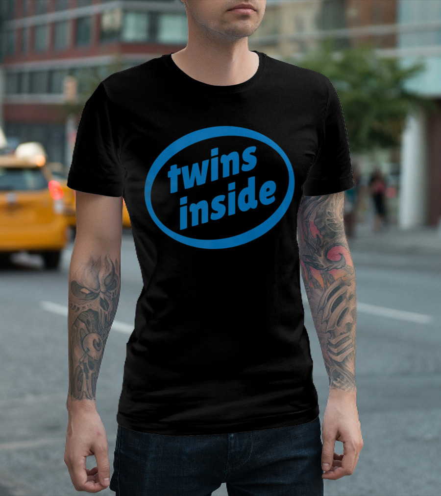 Twins Inside Logo Parody Expecting Pregnancy Announcement T-Shirt