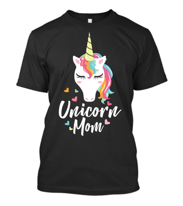 Unicorn Mom Cute Funny Unicorn Colorful Heart T-Shirt