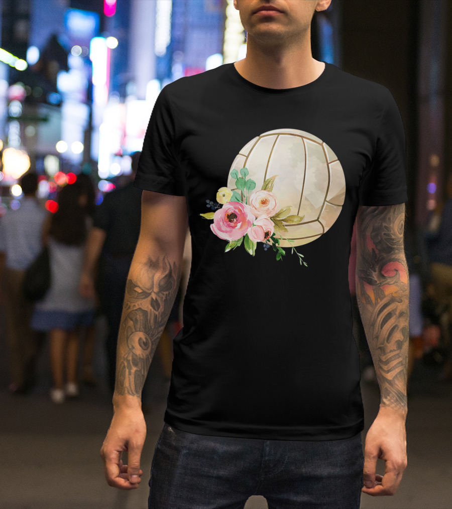 Watercolor Boho Floral Volleyball Patchwork T-Shirt