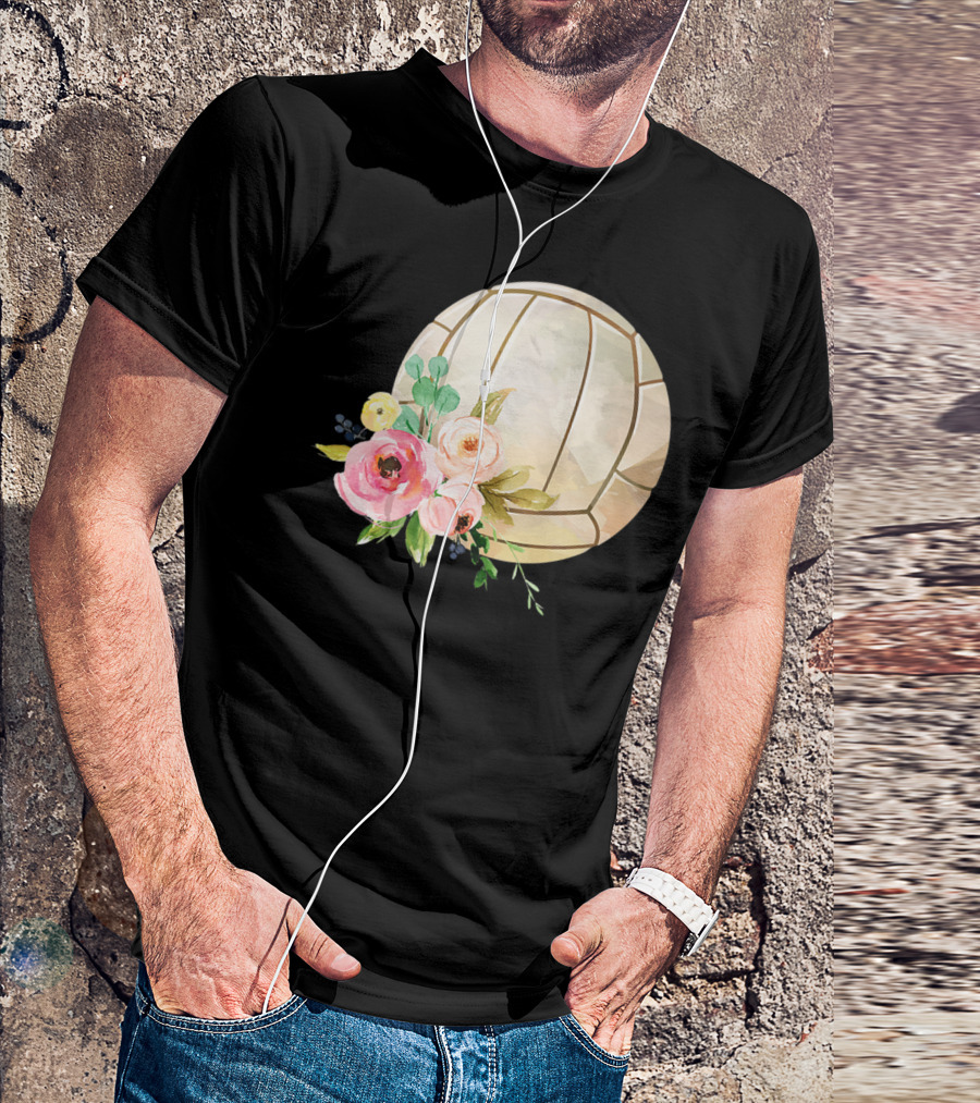 Watercolor Boho Floral Volleyball Patchwork T-Shirt