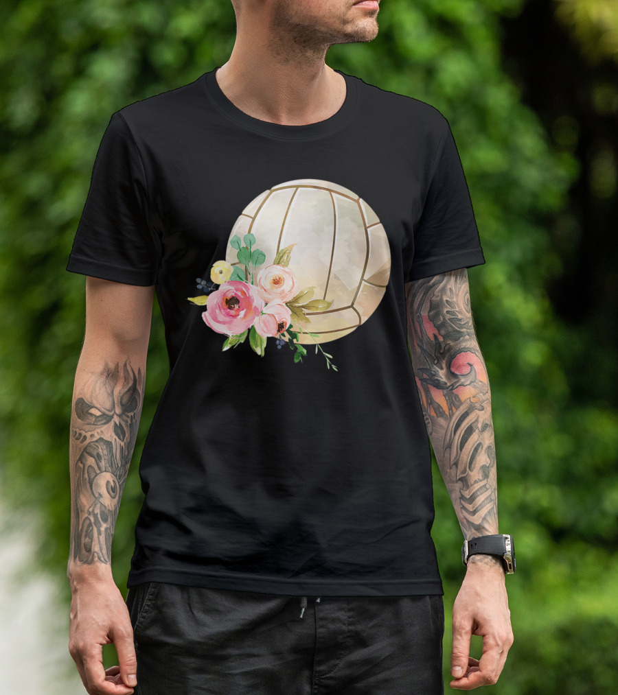 Watercolor Boho Floral Volleyball Patchwork T-Shirt