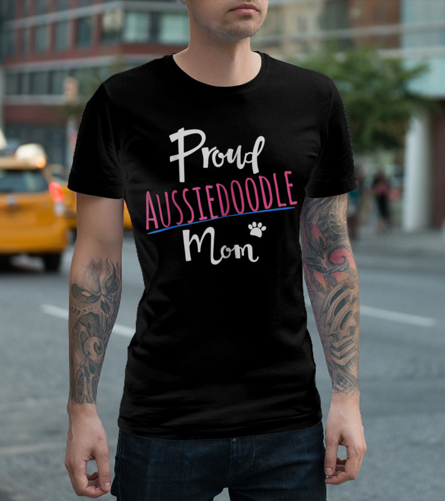 Proud Aussiedoodle Mom Paw Prints T-Shirt