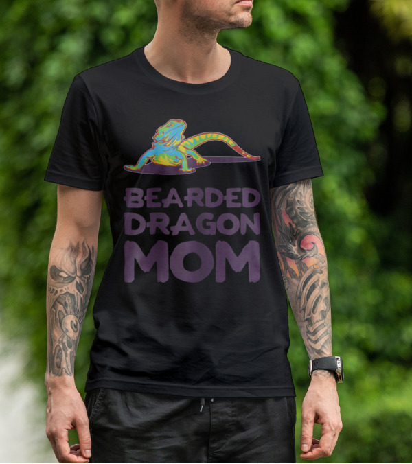 Bearded Dragon Mom Beardie Mother Lizard Retro Colorful T-Shirt