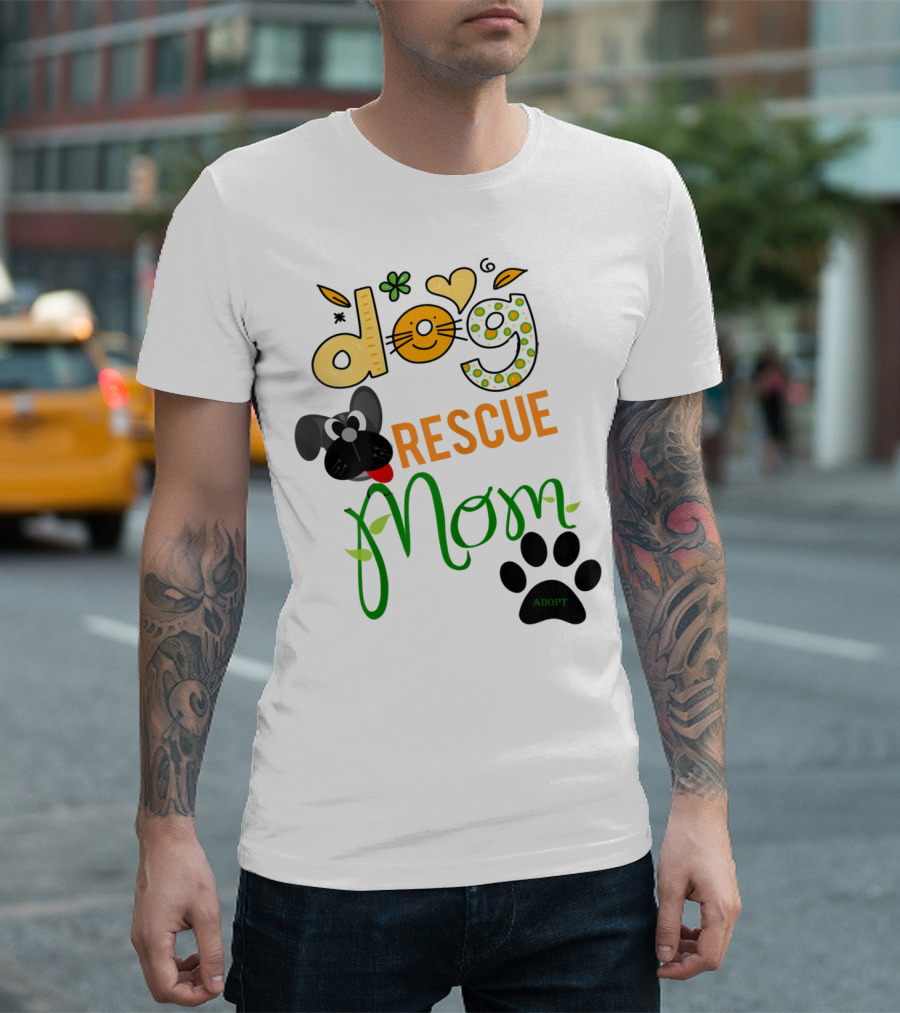 Best Dog Rescue Mom Ever Adopt Paw Prints T-Shirt