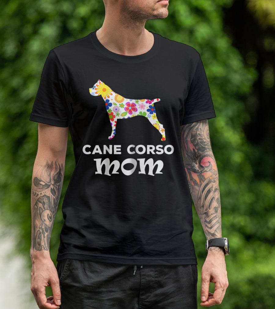 Cane Corso Mom Floral Dog T-Shirt