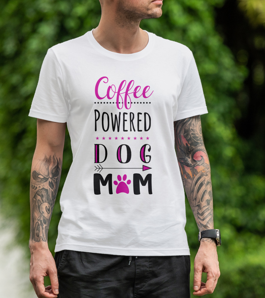Coffee Powered Dog Mom Paw Print Arrow Stars T-Shirt