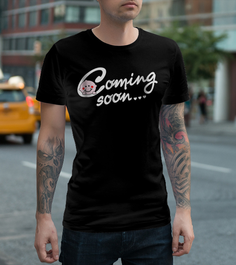 Coming Soon Baby Loading Mom to Be Cute Baby Face and Heart T-Shirt