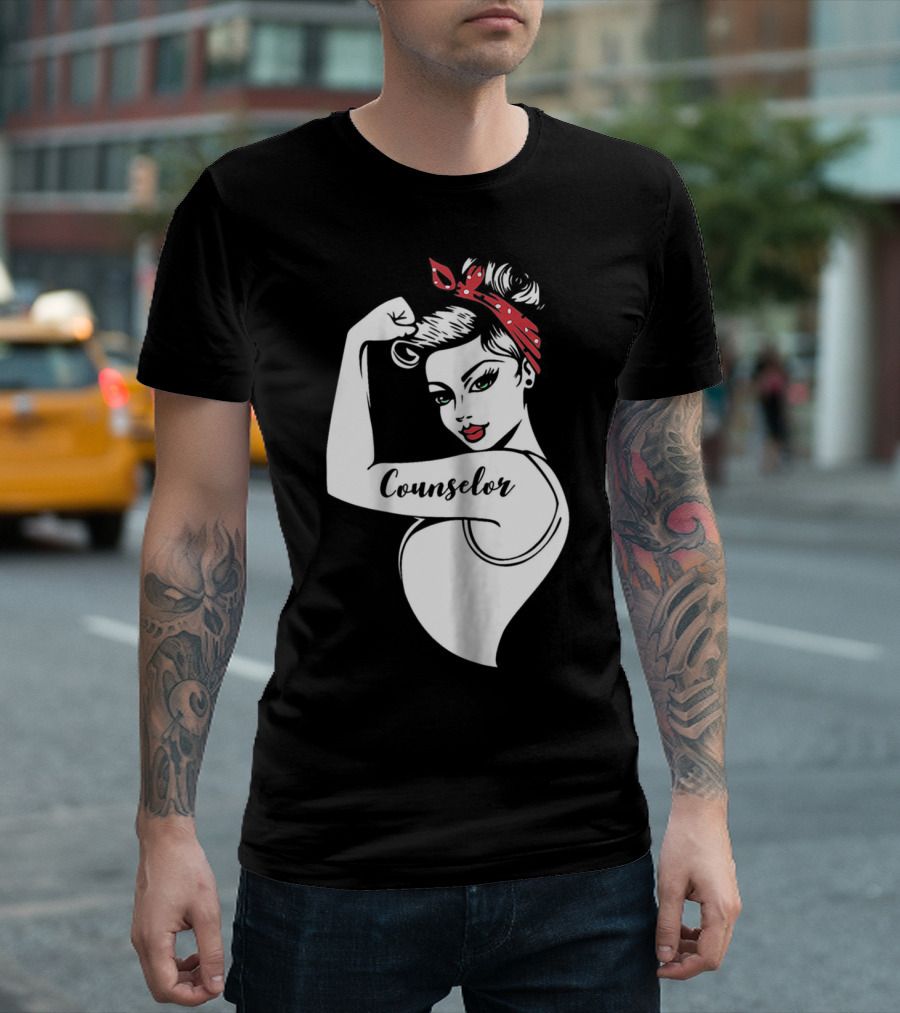 Counselor Strong Girl Mom Rosie The Riveter 42 T-Shirt