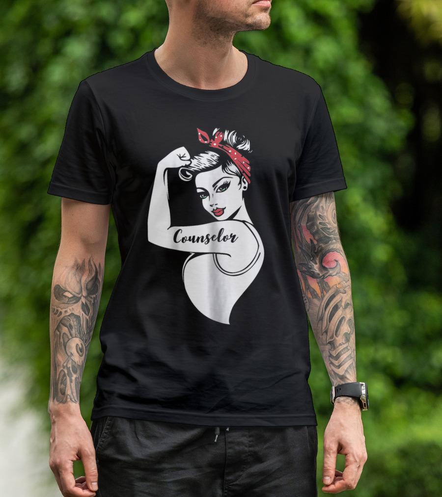 Counselor Strong Girl Mom Rosie The Riveter 42 T-Shirt