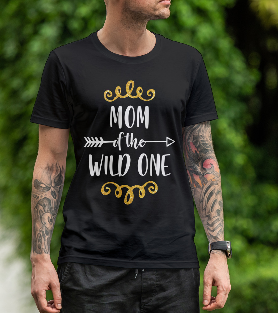 Mom Of The Wild One Gold Birthday Matching T-Shirt