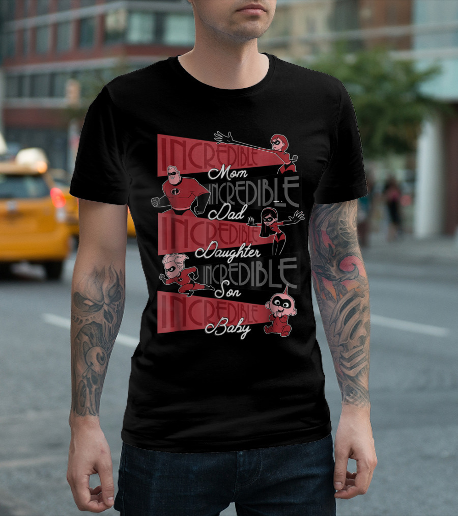 Incredible Mom Dad Daughter Son Baby Disney Pixar Incredibles 2 Elastigirl T-Shirt