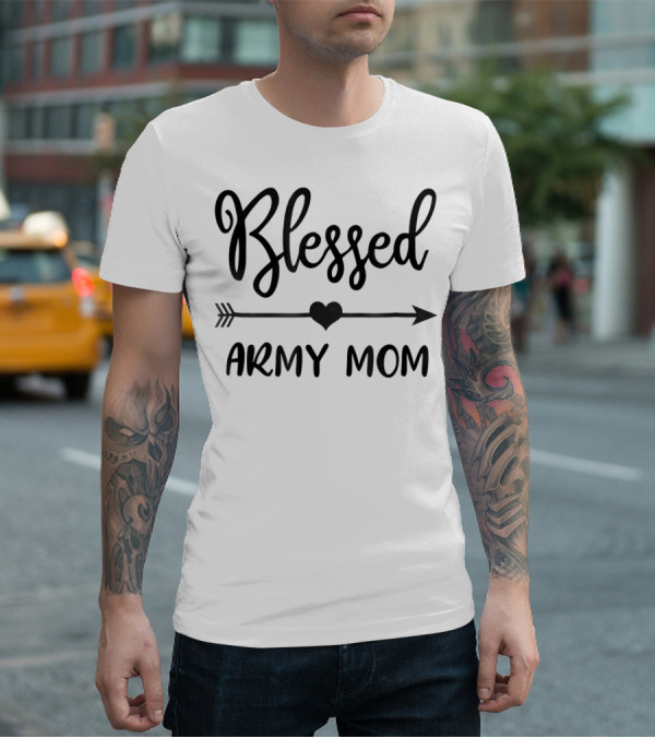 Blessed Army Mom Arrow Heart T-Shirt