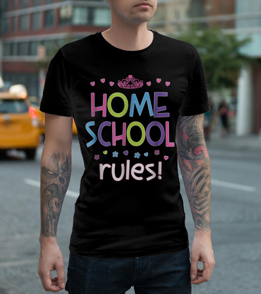 Home School Rules Cute Girl Mom Homeschool Kids T-Shirt