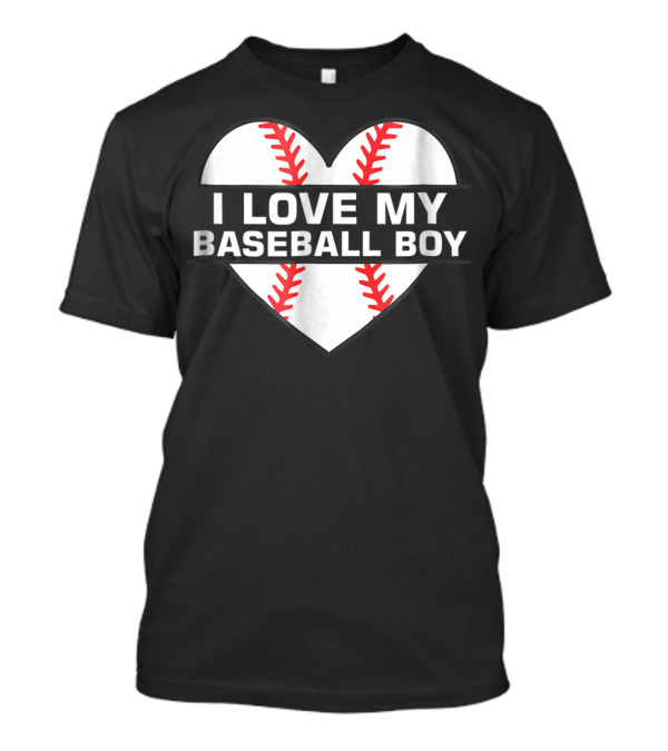 I Love My Baseball Boy Heart Design Women Cute 1 Fan Game6 T-Shirt