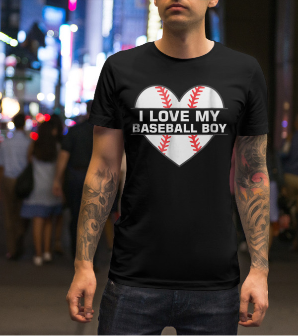 I Love My Baseball Boy Heart Design Women Cute 1 Fan Game6 T-Shirt