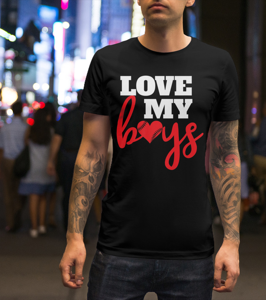 LOVE MY BOYS Baseball Heart T-Shirt