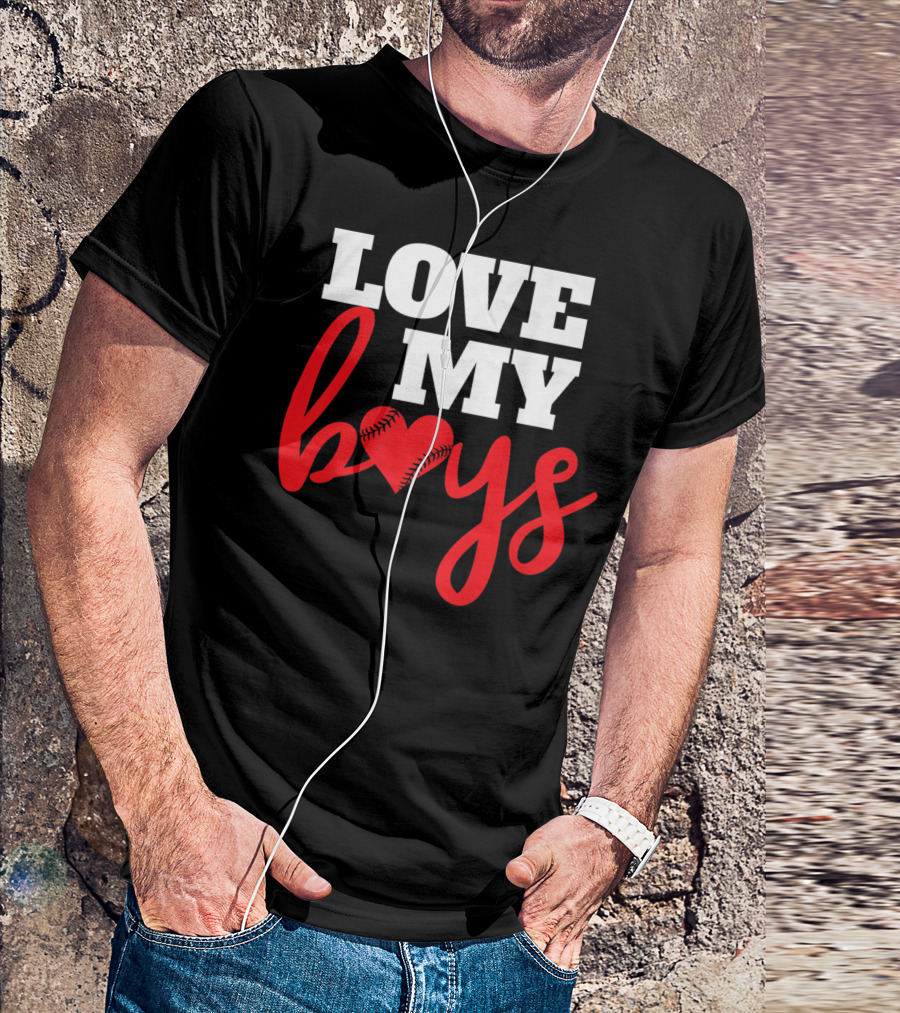 LOVE MY BOYS Baseball Heart T-Shirt