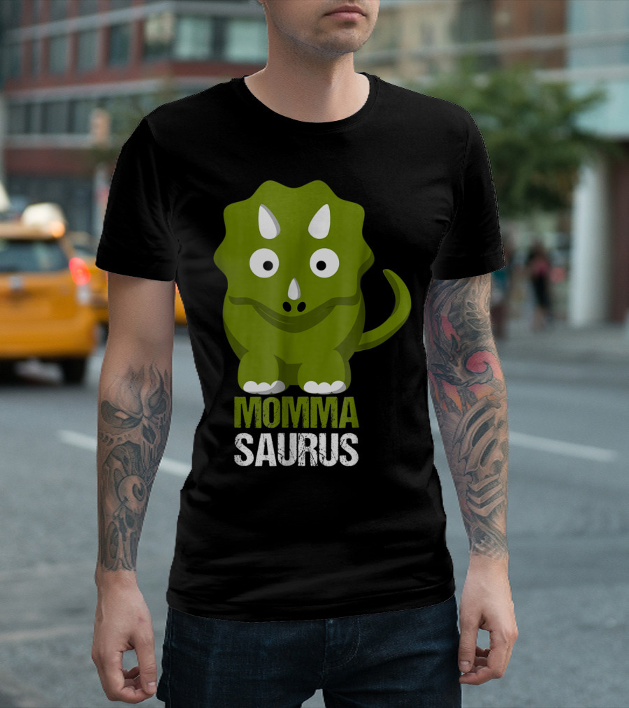 Momma Saurus Dinosaur Mom Cute Mommasaurus Triceratops T-Shirt