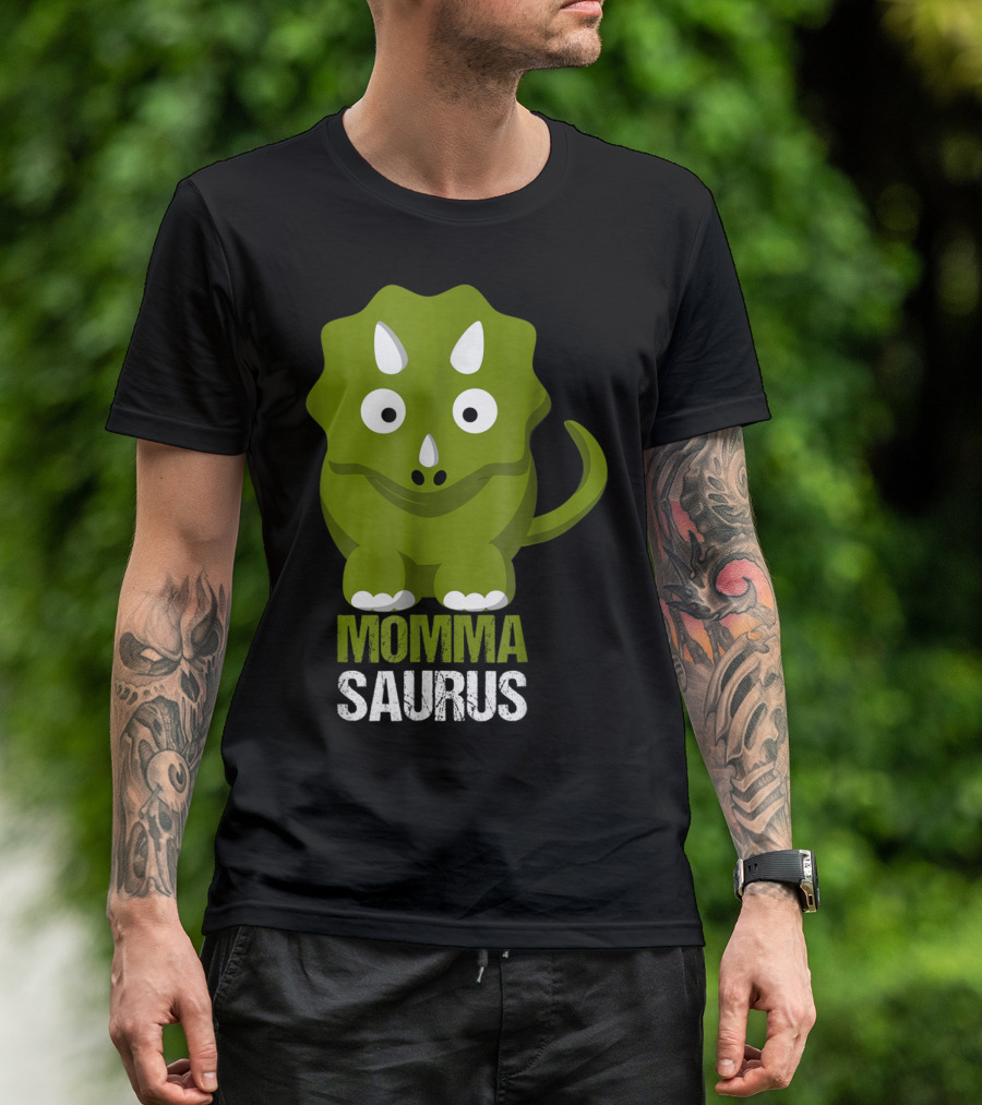 Momma Saurus Dinosaur Mom Cute Mommasaurus Triceratops T-Shirt