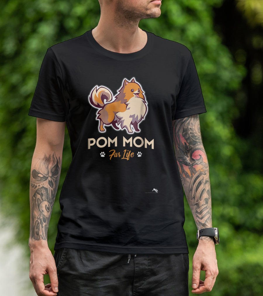 Pom Mom Fur Life Pomeranian Paw Prints T-Shirt