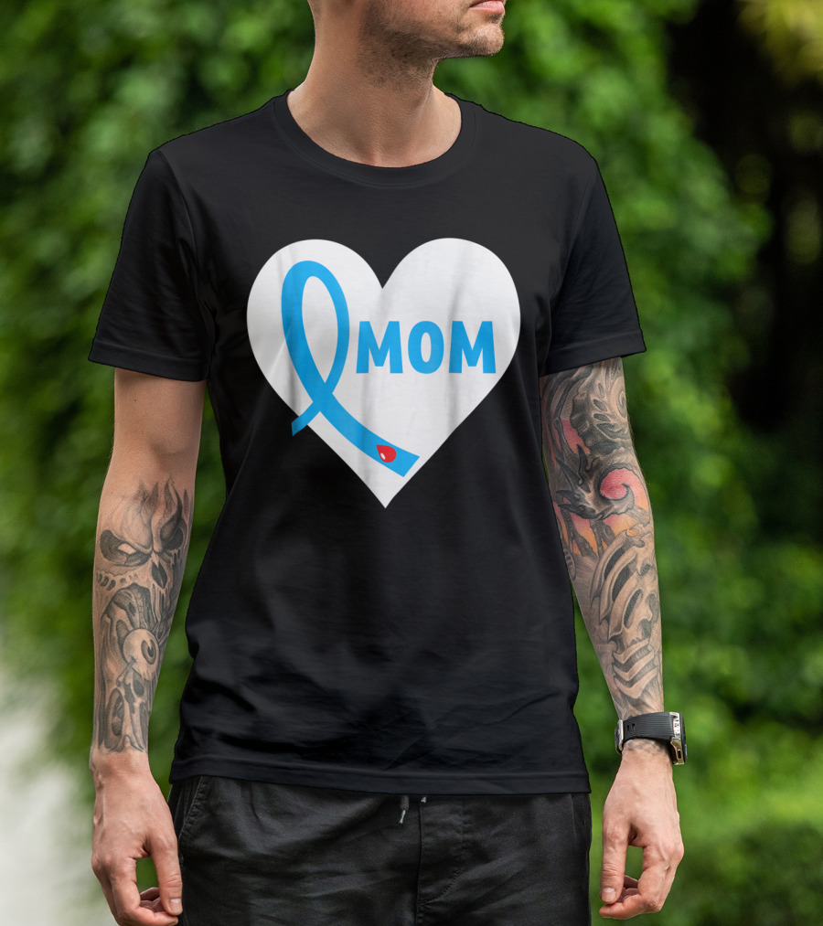 Proud Mom Mama Mother Of A Type 1 2 Diabetes Diabetic Heart T-Shirt