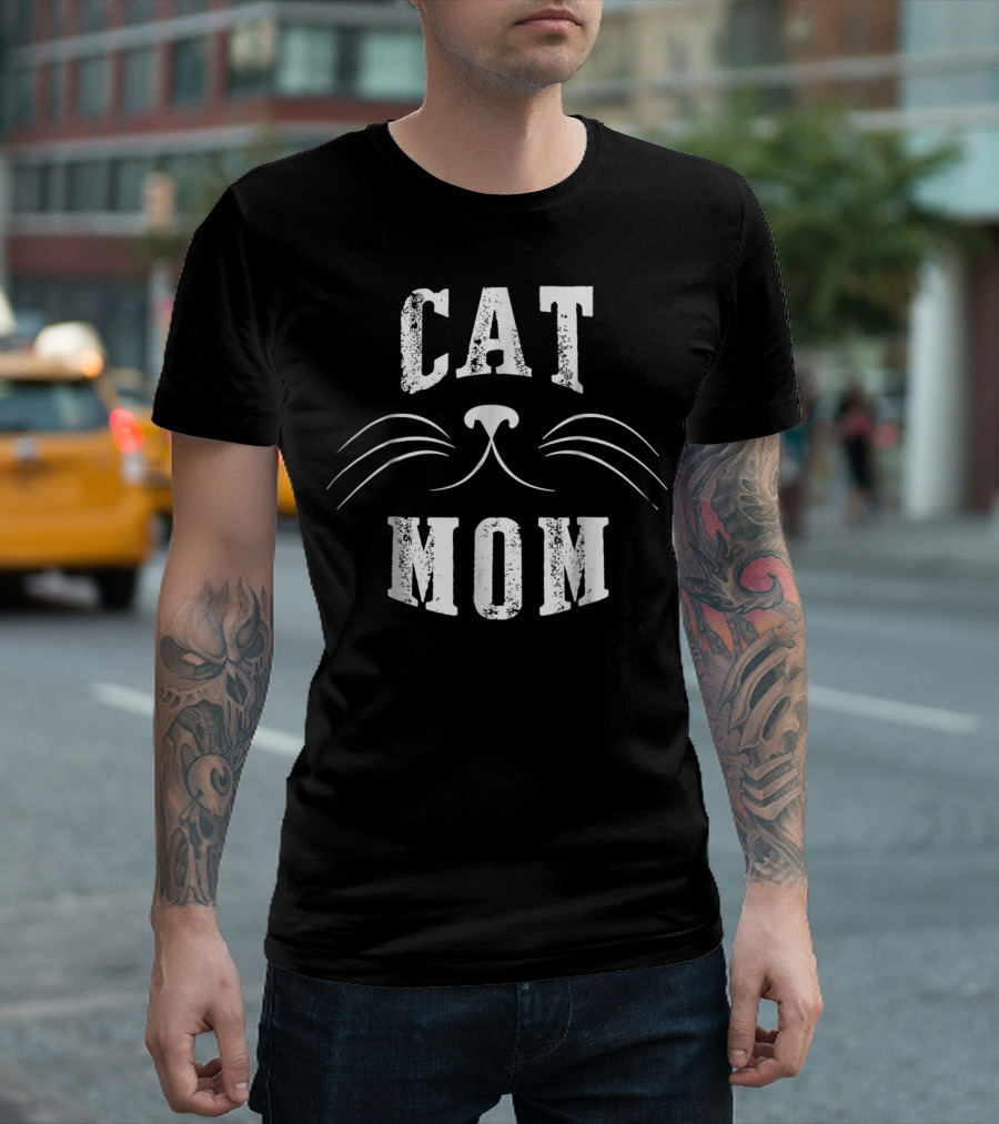 SpiritForged Apparel Cat Mom Whiskers T-Shirt