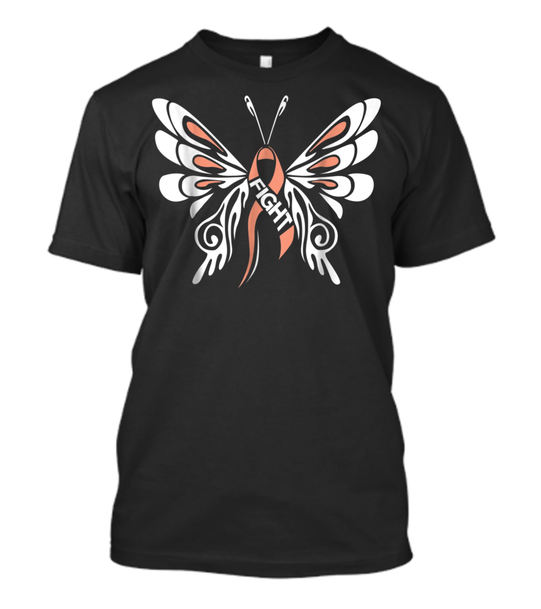Uterine Cancer Awareness Butterfly Warrior Fight Ribbon Mom2 T-Shirt