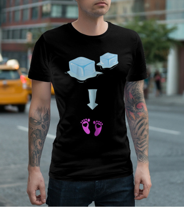 Ice Ice Girls Pregnancy Announcement Mom Of Girls Ice Cubes Baby Feet T-Shirt