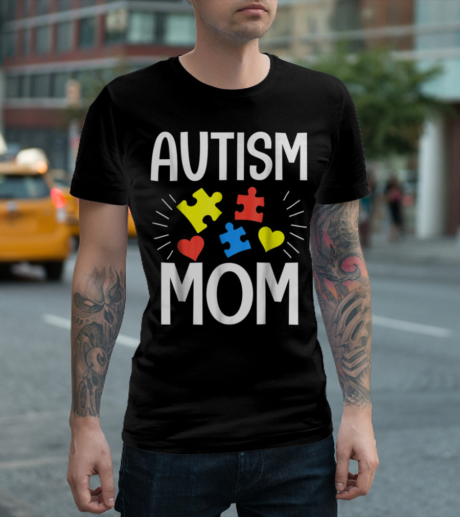 AUTISM MOM Puzzle Heart T-Shirt