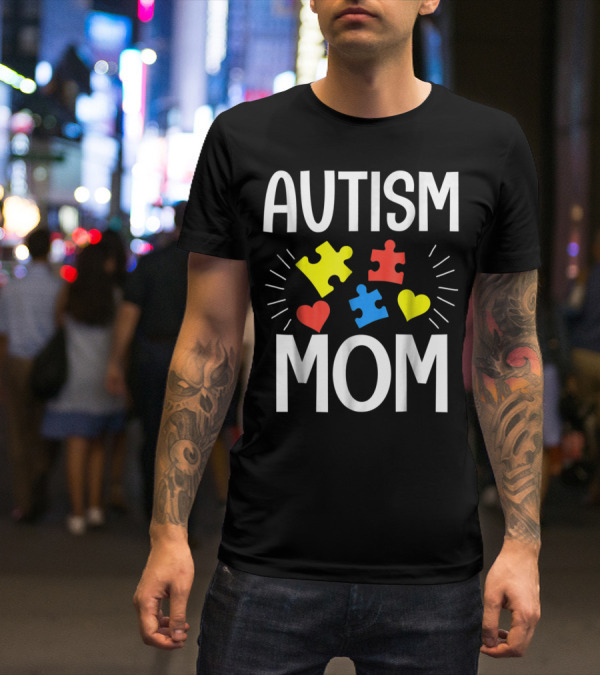 AUTISM MOM Puzzle Heart T-Shirt