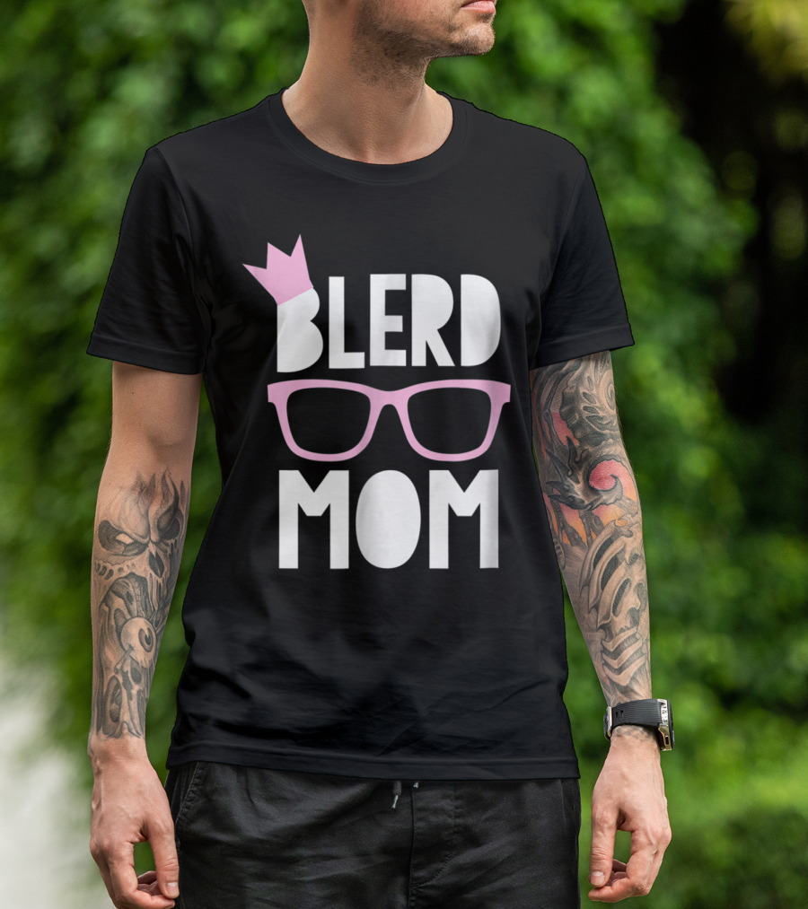 Blerd Mom Geeky Glasses Black Nerd Mom Crown T-Shirt