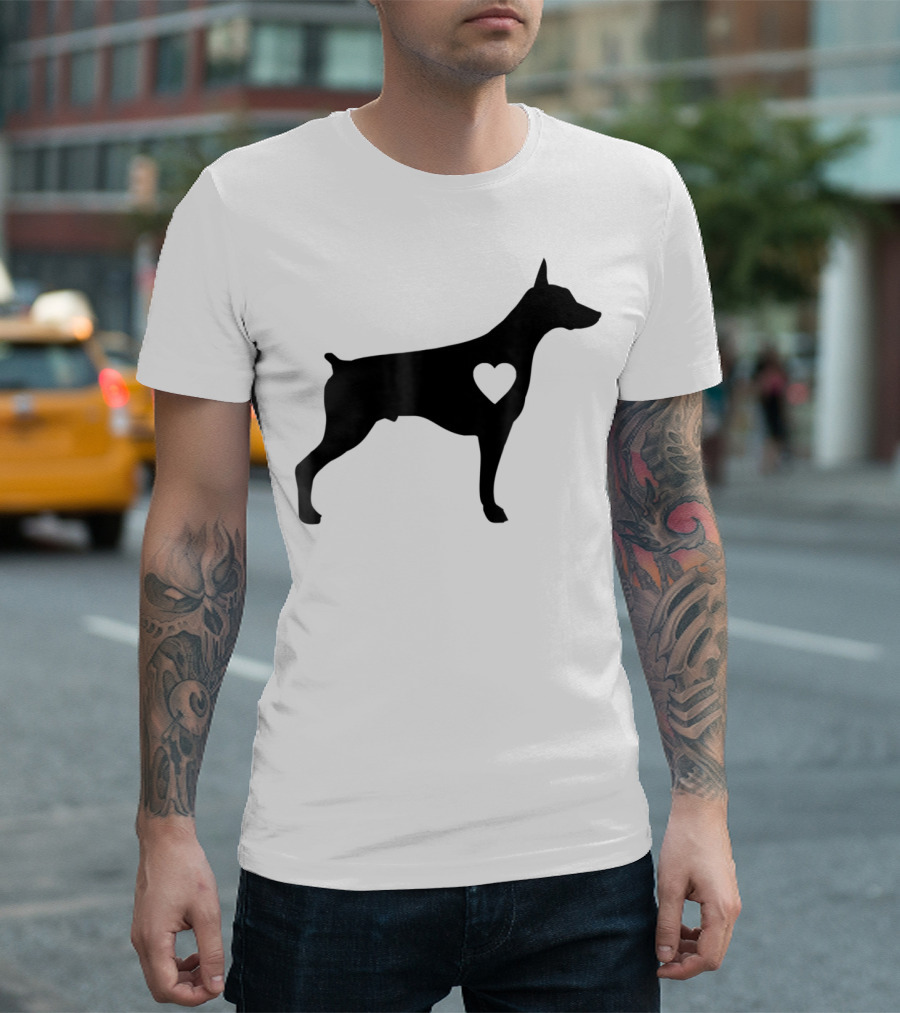 Doberman Heart Love Silhouette Dog Mom90 T-Shirt